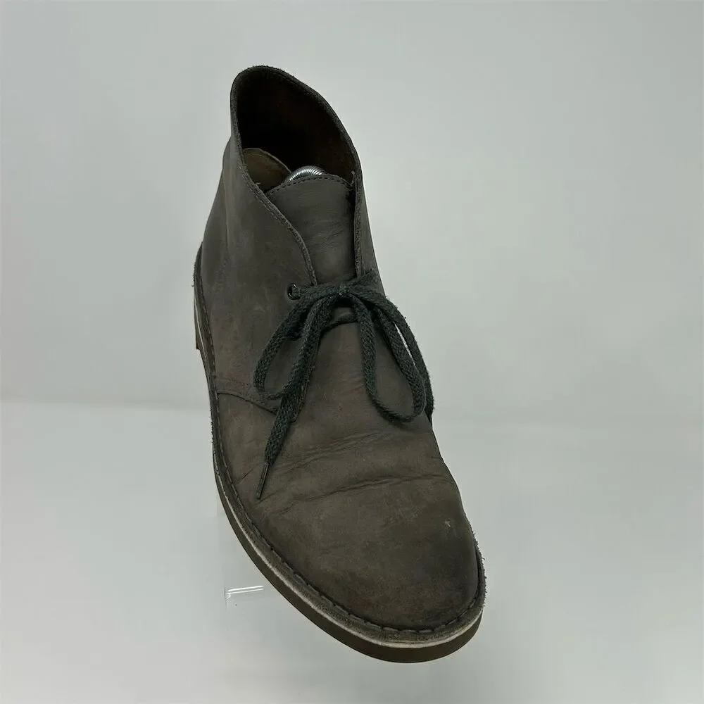 Clarks Men's Bushacre 2 Gray Leather Lace Up Chukka Boots Size 10 US Comfort